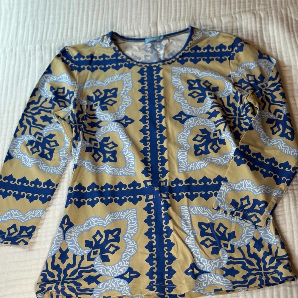 J McLaughlin~Art 2Wear~Statement Print Catalina Cloth Signature Top, Small